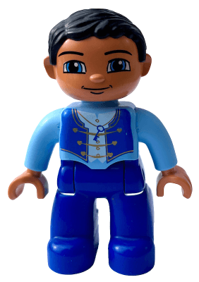 LEGO Duplo Figure Lego Ville Male Dark Royal Blue Legs Bright Light Blue Top with Straps and K (47394pb085a) Duplo Minifigure