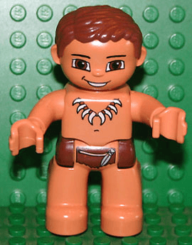 LEGO Duplo Figure Lego Ville Male Reddish Brown Hips Reddish Brown Hair Animal Tooth / Claw Nec (47394pb098) Duplo Minifigure