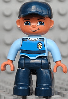 LEGO Duplo Figure Lego Ville Male Light Blue Top with Life Jacket and Badge Dark Blue Cap (47394pb106) Duplo Minifigure