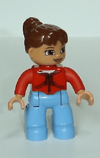 LEGO Duplo Figure Lego Ville Female Reddish Brown Ponytail Hair (47394pb114) Duplo Minifigure