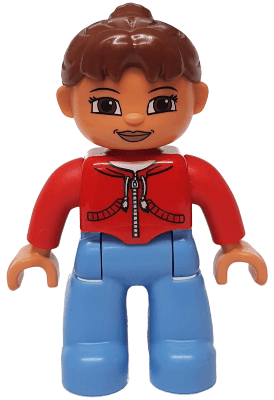 LEGO Duplo Figure Lego Ville Female Reddish Brown Ponytail Hair (47394pb114a) Duplo Minifigure