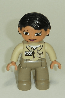 LEGO Duplo Figure Lego Ville Female Tan Top Black Hair (Zoo Keeper) (47394pb116) Duplo Minifigure