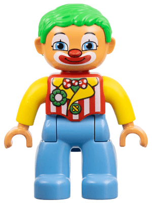 LEGO Duplo Figure Lego Ville Male Clown Striped Jacket Bow Tie Green Hair (47394pb151) Duplo Minifigure