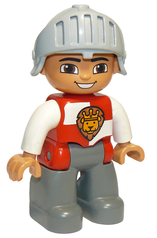 LEGO Duplo Figure Lego Ville Male Castle Red and White Chest with Lion on Shield (47394pb179) Duplo Minifigure