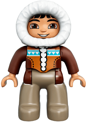 LEGO Duplo Figure Lego Ville Male Reddish Brown Hooded Parka (47394pb200) Duplo Minifigure