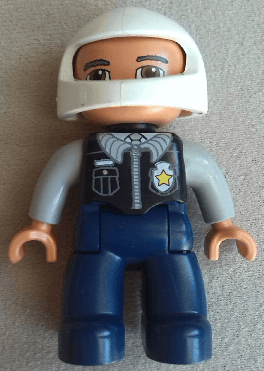 LEGO Duplo Figure Lego Ville Male Police Black Top with Badge (47394pb205) Duplo Minifigure