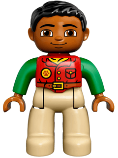 LEGO Duplo Figure Lego Ville Male Red Shirt Black Hair (47394pb216) Duplo Minifigure