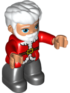 LEGO Duplo Figure Lego Ville Male Red Top with Belt and White Fur Trim Pattern White Hair (47394pb228) Duplo Minifigure