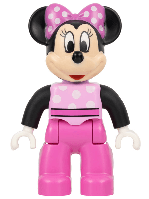LEGO Duplo Figure Lego Ville Minnie Mouse Bright Pink Top with Polka Dots and Black Sleeves Dar (47394pb319) Duplo Minifigure