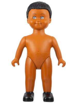 LEGO Duplo Figure Doll Large without Clothes Black Male Hair Dark Orange Body (61295pb01) Duplo Minifigure