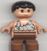 Duplo Figure, Child Type 2 Boy, Brown Legs, Black Hair (Caveman)