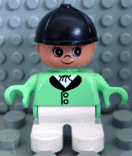 LEGO Duplo Figure Child Type 2 Girl Medium Green Riding Jacket Black Riding Hat (6453pb013) Duplo Minifigure