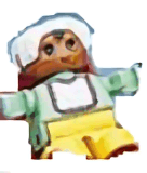 LEGO Duplo Figure Child Type 2 Baby Light Green Top with White Bib with Dark Pink Lace White Bon (6453pb052) Duplo Minifigure