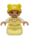 Duplo Figure Lego Ville, Baby, Bright Light Yellow Sleep Sack, White Top with Paw Prints Pattern, Yellow Hat (6567923)