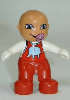 LEGO Duplo Figure Lego Ville Baby Red Overalls with Elephant Pattern Pacifier (85363pb001) Duplo Minifigure
