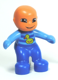 LEGO Duplo Figure Lego Ville Baby Blue and Medium Blue Romper with Stripes and Yellow Duck Patt (85363pb002) Duplo Minifigure
