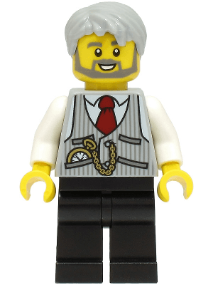 LEGO LEGOLAND Park Train Conductor Pinstripe Vest Red Tie and Pocket Watch (LLP002a) LEGO Minifigure