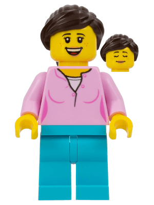 LEGO LEGOLAND Park Female with Dark Brown Ponytail Bright Pink Shirt Medium Azure Legs (LLP012) LEGO Minifigure