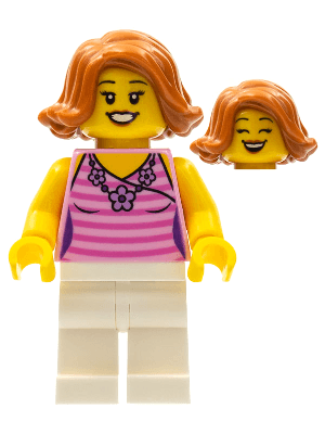 LEGO LEGOLAND Park Female with Dark Orange Hair Bright Pink Striped Shirt (LLP027) LEGO Minifigure