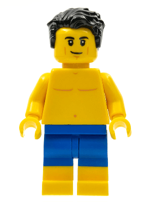 LEGO LEGOLAND Park Male Black Hair Bare Chest Blue Swimsuit (LLP028) LEGO Minifigure