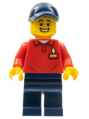 LEGO LEGOLAND Park Worker Male with Dark Blue Hat Red Polo Shirt with 'LEGOLAND' on Back and Dark Bl (LLP030) LEGO Minifigure