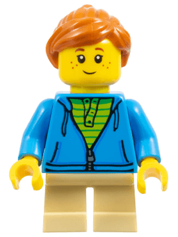 LEGO LEGOLAND Park Girl Dark Azure Hoodie over Lime Shirt Ponytail (LLP033) minifigure