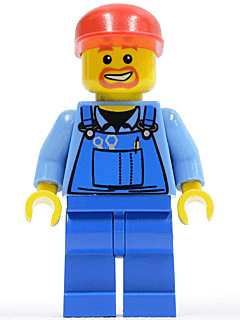 LEGO Overalls with Tools in Pocket Blue Red Cap (air031) minifigure