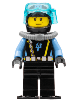 LEGO Aquaraider Diver 1 with Black Flippers (aqu015a) minifigure