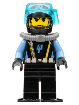 LEGO Aquaraider Diver 8 with Black Flippers (aqu023) minifigure