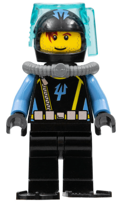 LEGO Aquaraider Diver 9 with Black Flippers (aqu026) minifigure
