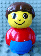 LEGO Primo Figure Boy with Blue Base Red Top Brown Hair (baby001) LEGO Minifigure