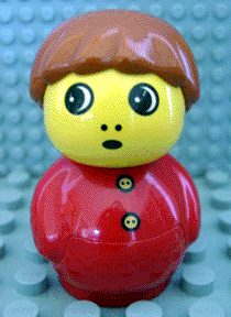 LEGO Primo Figure Boy with Red Base Red Top with Two Buttons Dark Orange Hair (baby002) minifigure