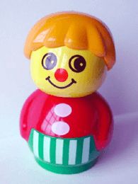 LEGO Primo Figure Boy with Green Base with White Stripes Red Top Medium Orange Hair (baby003) minifigure