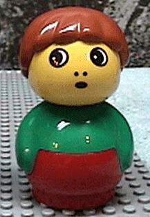LEGO Primo Figure Boy with Red Base Green Top Dark Orange Hair (baby005) minifigure