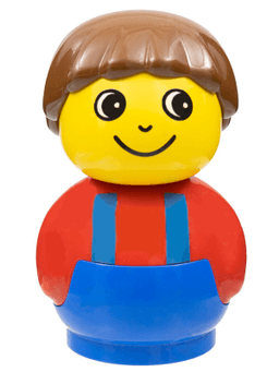 LEGO Primo Figure Boy with Blue Base Red Top with Blue Suspenders Brown Hair (baby011) minifigure