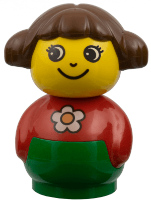 LEGO Primo Figure Girl with Green Base Red Top with Daisy Pattern Brown Hair (baby013) LEGO Minifigure