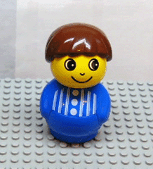 LEGO Primo Figure Boy with Blue Base Blue Top with Stripes and Three Buttons Brown Hair (baby014) minifigure