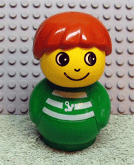 LEGO Primo Figure Boy with Green Base Green Top with White Stripes and Anchor Pattern Dark Orange Hair (baby015) minifigure