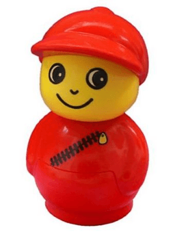LEGO Primo Figure Boy with Red Base Red Top with Diagonal Zipper Red Cap (baby018) minifigure