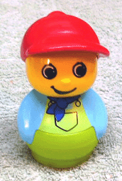 LEGO Primo Figure Boy with Lime Base Medium Blue Top with Lime Overalls with Blue Neckerchief Red C (baby020) LEGO Minifigure