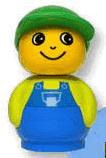 LEGO Primo Figure Boy with Blue Base Lime Top with Blue Overalls Green Hat (baby021) LEGO Minifigure