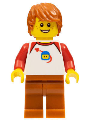 LEGO Male White Classic Space Shirt Dark Orange Hair (bdp042) Icons Minifigure