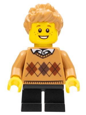 LEGO Boy Medium Nougat Argyle Sweater Medium Nougat Hair (bdp048) Icons Minifigure