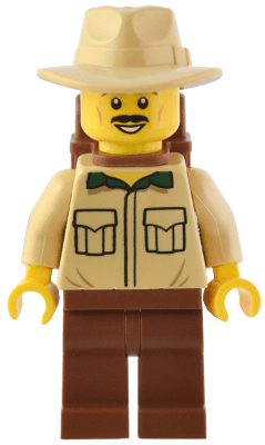 Traveler - Male, Tan Shirt, Reddish Brown Legs, Reddish Brown Backpack, Tan Fedora Hat
