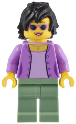 1950s Diner Patron - Female, Medium Lavender Jacket, Sand Green Legs, Black Hair