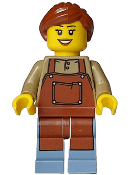 Florist - Female, Reddish Brown Apron, Sand Blue Legs, Reddish Brown Hair Ponytail (Fleuriste Laurette)