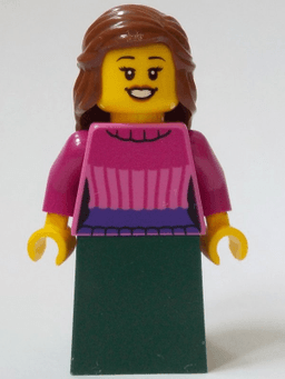 General Store Customer - Female, Dark Pink Sweater, Dark Green Skirt, Reddish Brown Hair