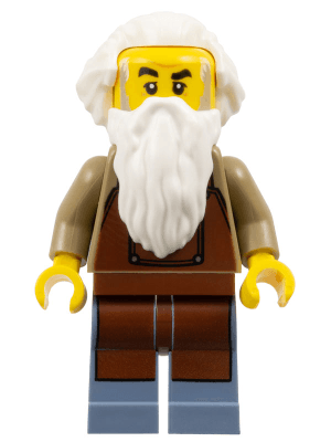 Train Worker - White Hair and Beard, Reddish Brown Apron