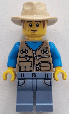Passenger - Male, Dark Tan Vest over Dark Azure Shirt, Sand Blue Legs with Pockets, Tan Fedora Hat