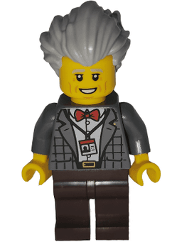 Art Factory Pianist - Male, Dark Bluish Gray Plaid Jacket with Red Bow Tie, Dark Brown Legs, Light Bluish Gray Bushy Hair Swept Back